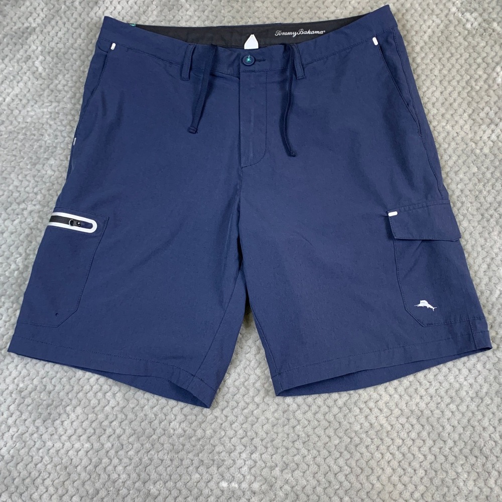 Tommy Bahama Shorts Mens 35 Navy Blue Hybrid Golf Cargo Swim Trunks